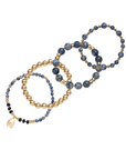 Stack of blue beaded bracelets in blue sodalite and 14kt gold vermeil / Beblue Bijoux