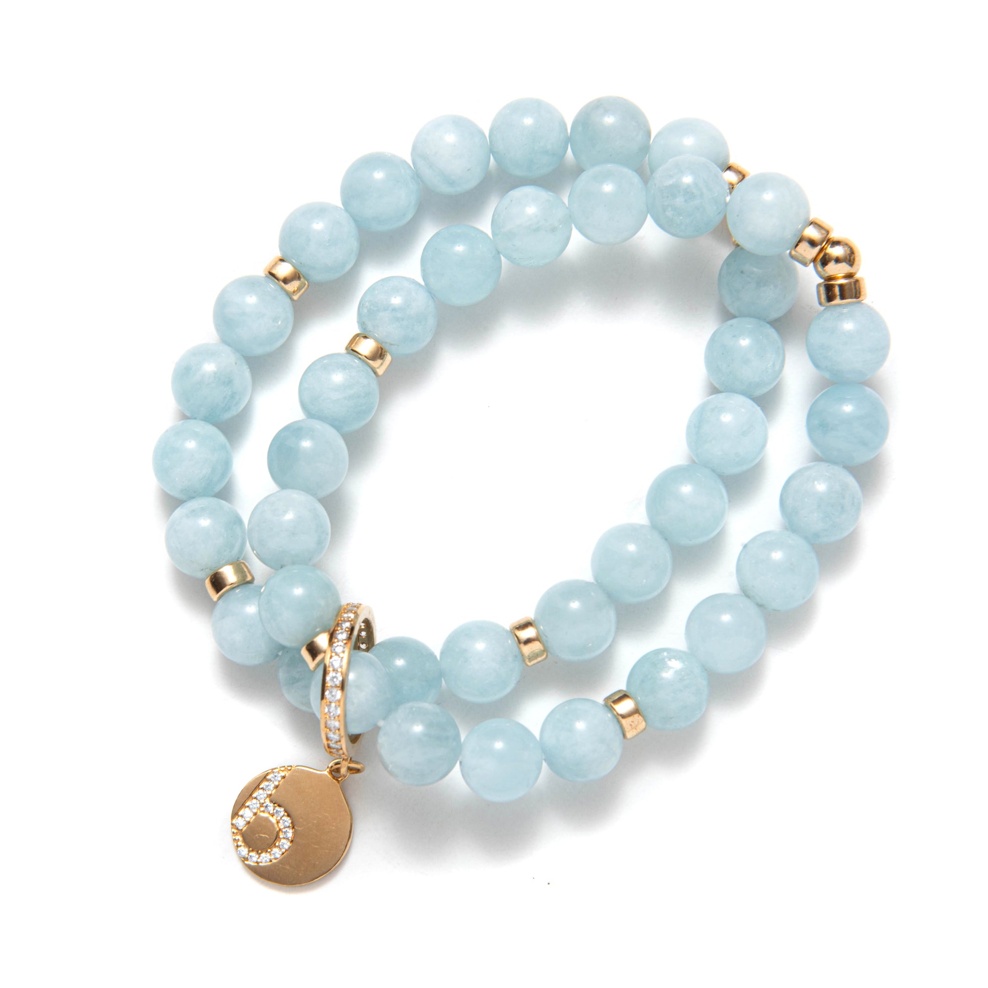 JEWELRY AQUAMARINE STACKABLE BRACELETS BEBLUE GOLD