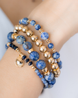 Stack of blue beaded bracelets in blue sodalite and 14kt gold vermeil / Beblue Bijoux