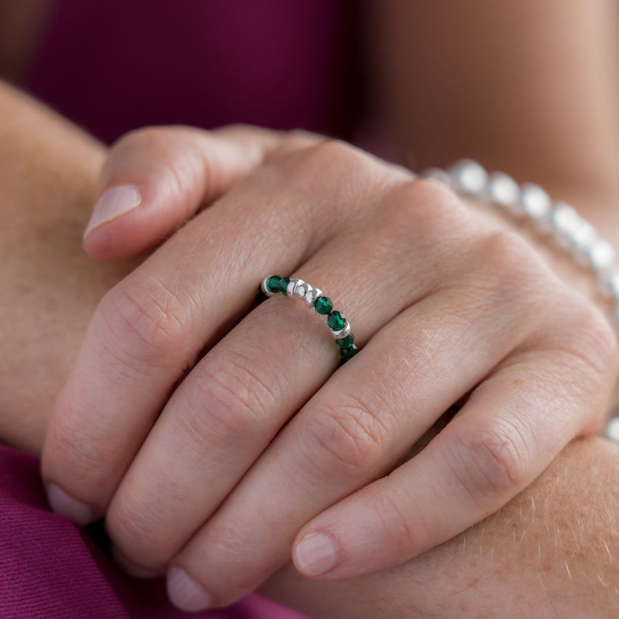 Be Joyful Silver Elastic Ring - Vibrant Diwali