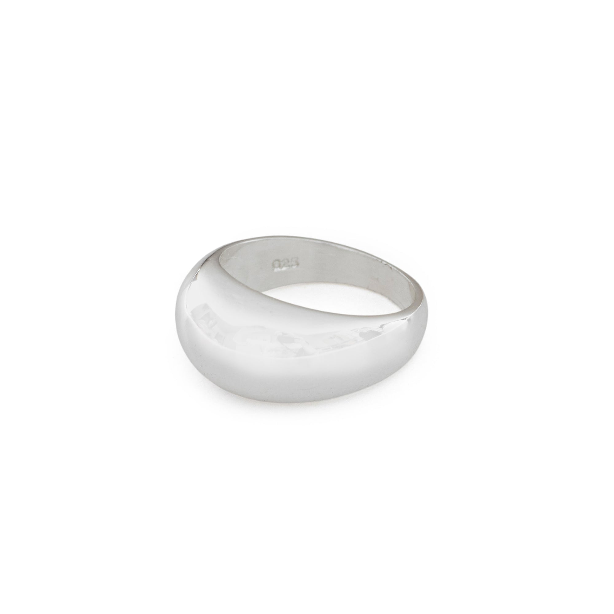 Silver ring on a white background