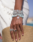 SUMMER JEWELRY BLUE STONES AQUAMARINE STACKABLE BRACELET BEBLUE SILVER BEACH OCEAN