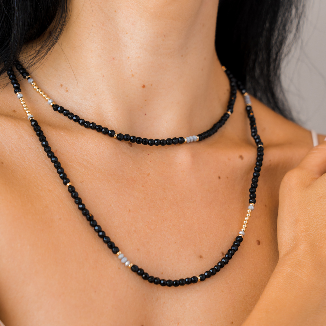 Be Silky Long Necklace - Black Velvet