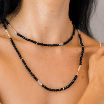 Be Silky Long Necklace - Black Velvet