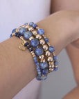 Stack of blue beaded bracelets in blue sodalite and 14kt gold vermeil / Beblue Bijoux