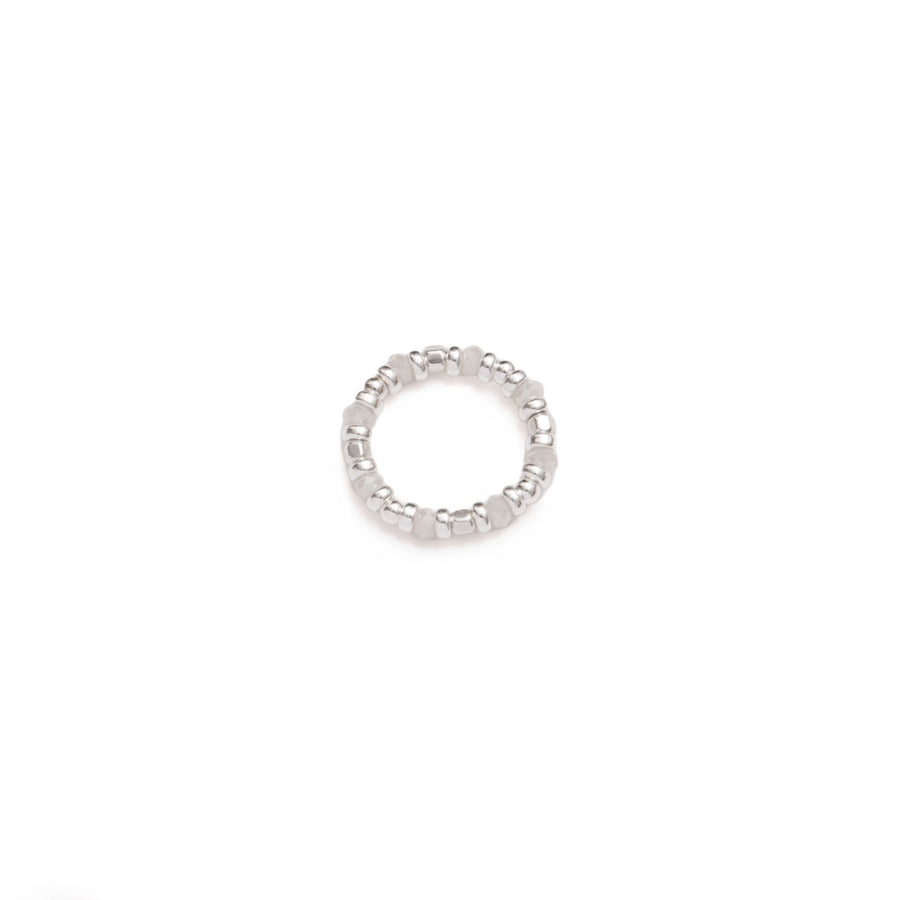 Cashmere white sterling silver elastic ring