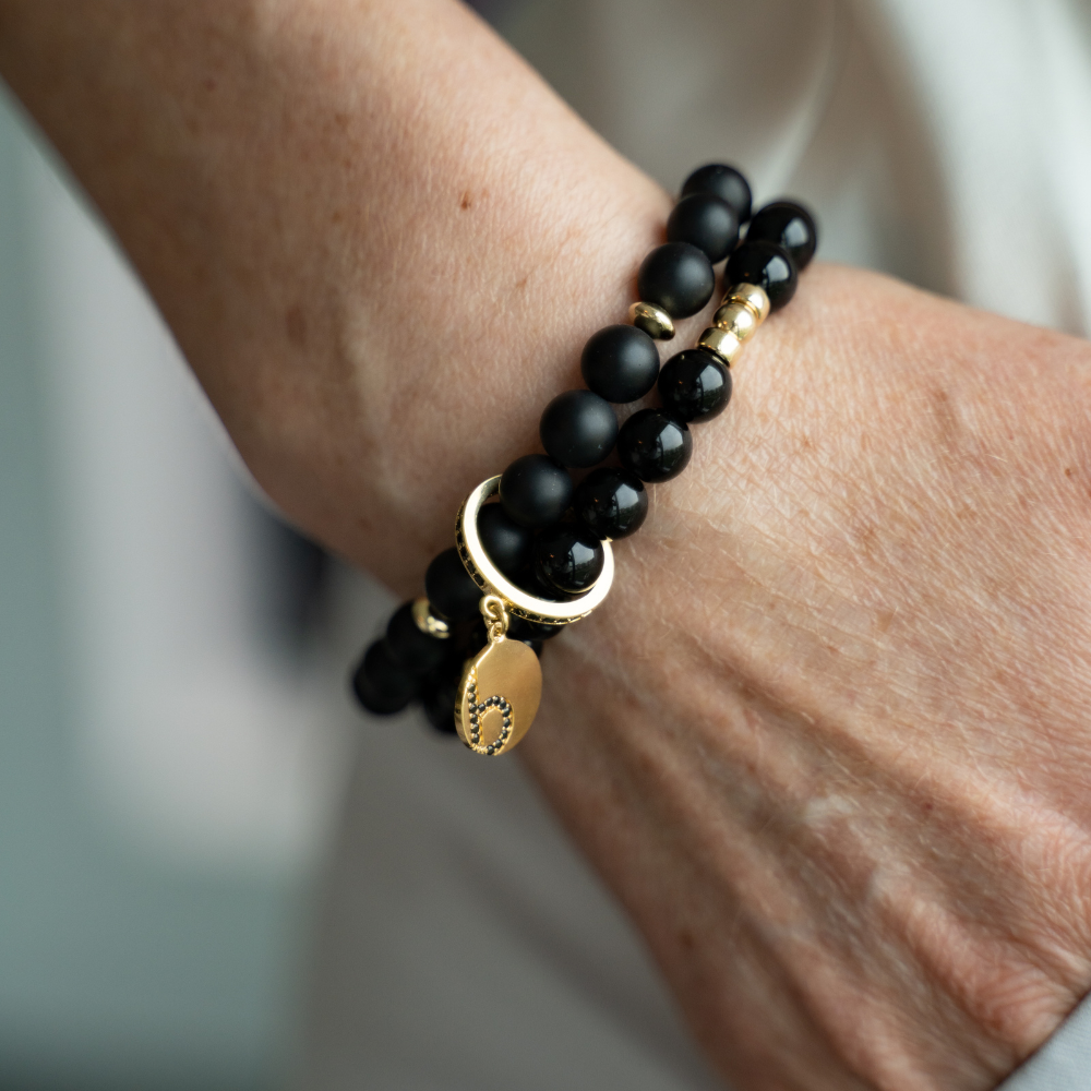 be ambitious  women's bracelet black onyx sterling silver 14kt gold vermeil handcrafted in canada  