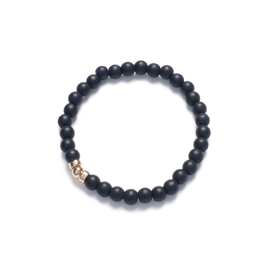 black onyx 14kt gold vermeil women's beaded bracelet handcrafted in canada