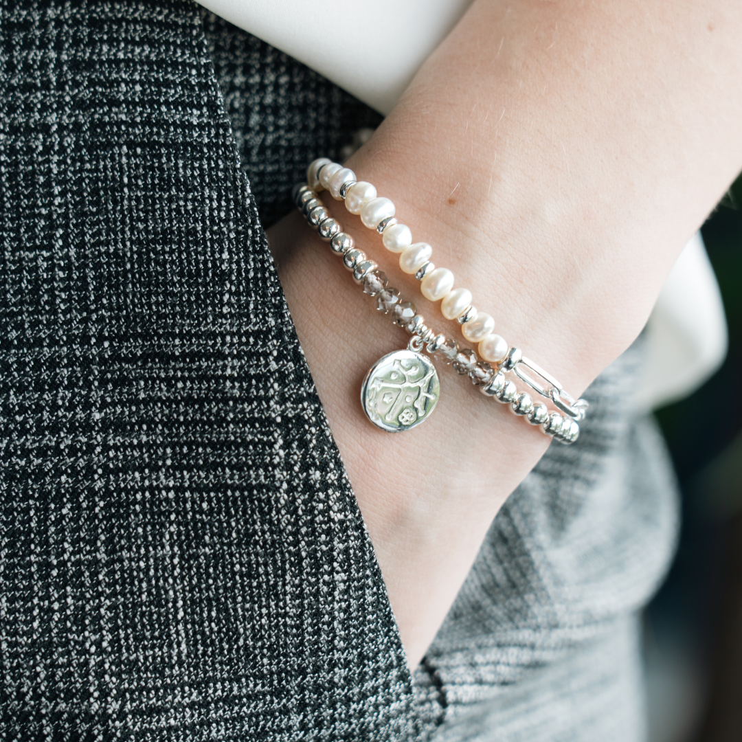 Be Effortless Bracelet - Women\'s Beaded Chain Bracelet Freshwater Pearls  Sterling Silver 14kt Gold Vermeil | Beblue Bijoux